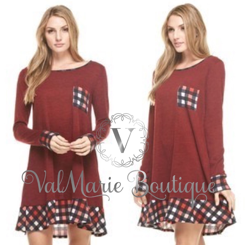 Baby French Terry Plaid Accent Dress - Picture 3 of 5